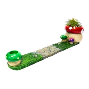 Fujima Mushroom With Plant Incense & Cone Burner 12.5 In