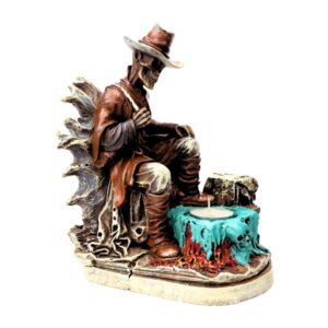 Fujima Skeleton Cowboy Cone & Incense Burner With Tealight Holder 8.2 In