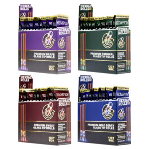 Hemper Herbal King Size rolls + Glass Tip 2pk 12ct Display