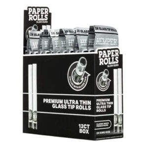 Hemper Paper King Size Rolls + Glass Tip 2pk 12ct Display