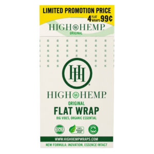 High Hemp Organic Flat Wraps (Pre-Priced $.99) 4pk 15ct Display