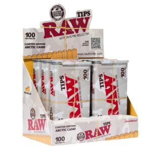 RAW Limited Edition Arctic Camo Pre-rolls 100pk Tins 6ct Box