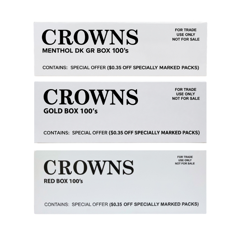 Crowns 100 (.35 OFF PP) 20ct Pack 10ct Carton
